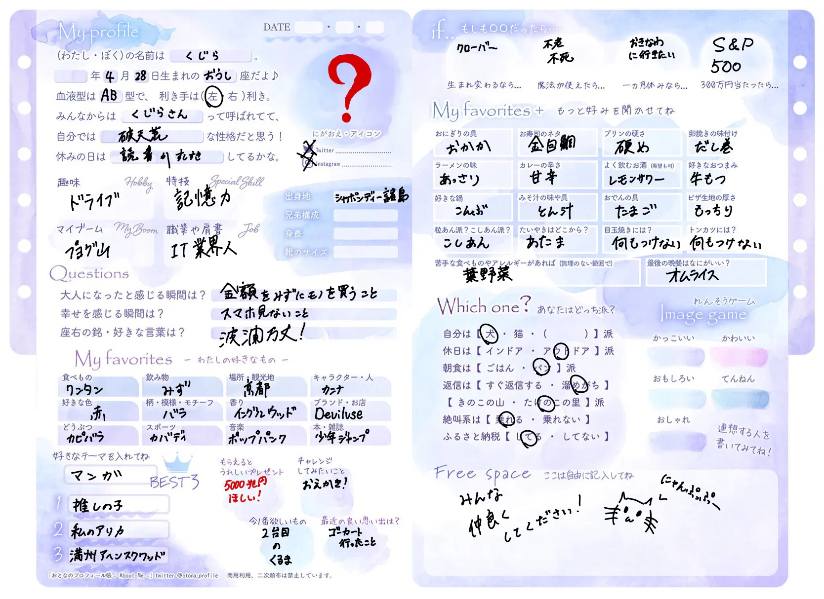 みんなのプロフ帳 | すしすきー